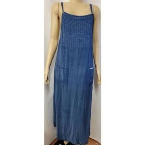 Carol Anderson Dyed Blue Pinafore Vintage Dress Size M, With Pockets #03